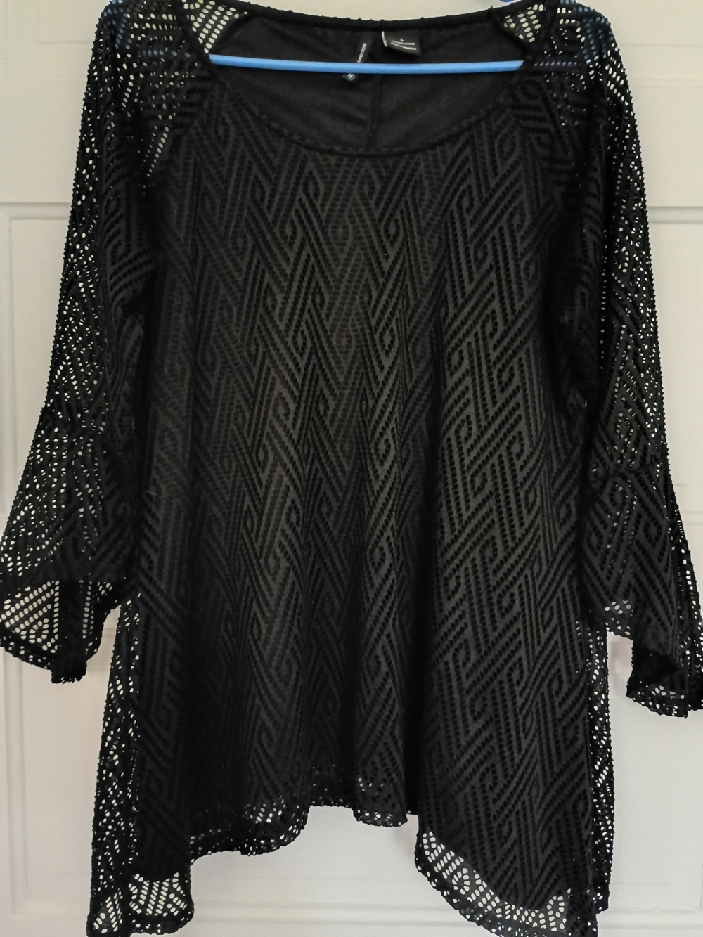 new directions Black Lace Overlay Tunic Top